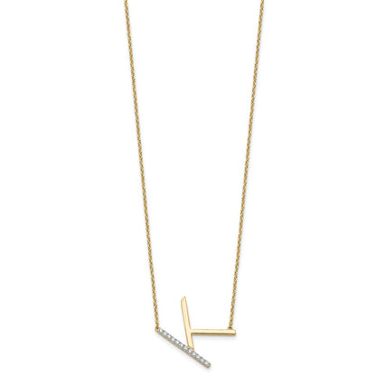 14K Gelbgold Seitlich Diamant Initiale K 18 Zoll Halskette