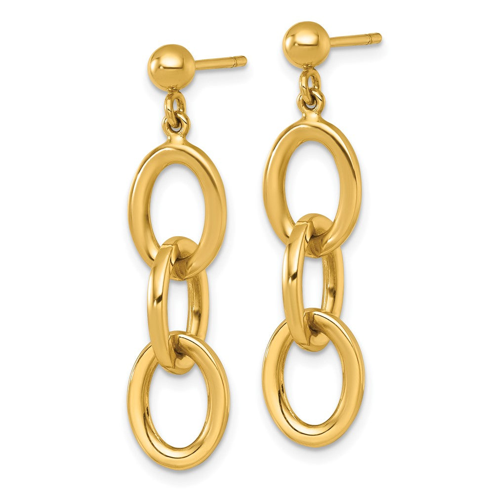 14K Gelbgold Poliert Ovals Hängend Ohrstecker