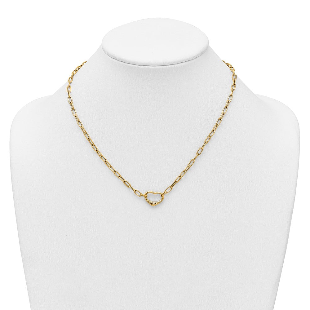 14K Gelbgold Poliert Oval Glieder mit Herz Verschluss 18 Zoll Halskette Able To Convert To Armband