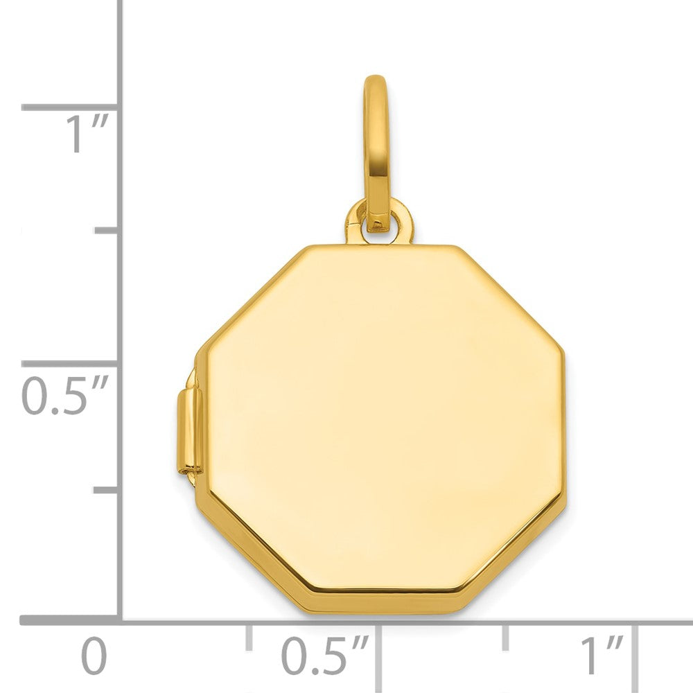 14K Gelbgold Poliert Wendbar 18mm Octagon Geformt Medaillon