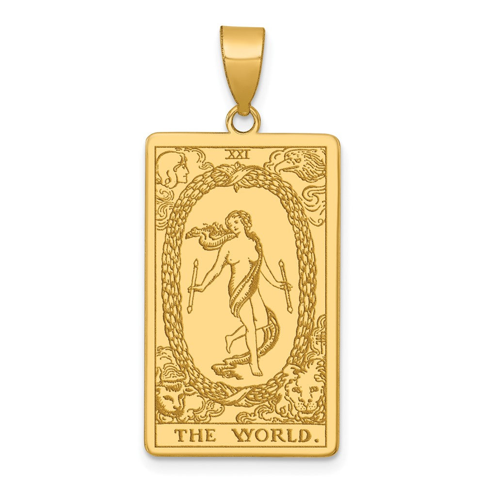 14K Gelbgold The World Tarot Card Anhänger