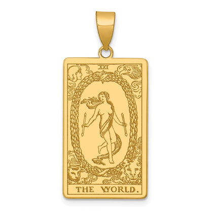 14K Gelbgold The World Tarot Card Anhänger