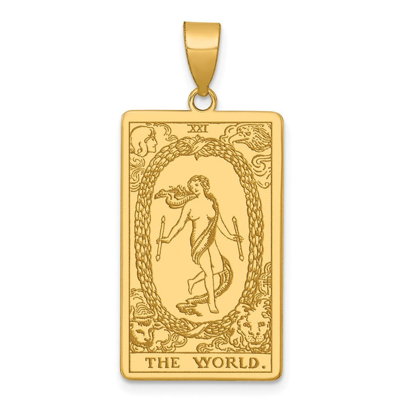 14K Gelbgold The World Tarot Card Anhänger