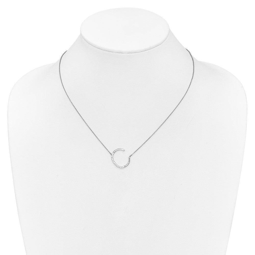 14K Weißgold Seitlich Diamant Initiale C 18 Zoll Halskette