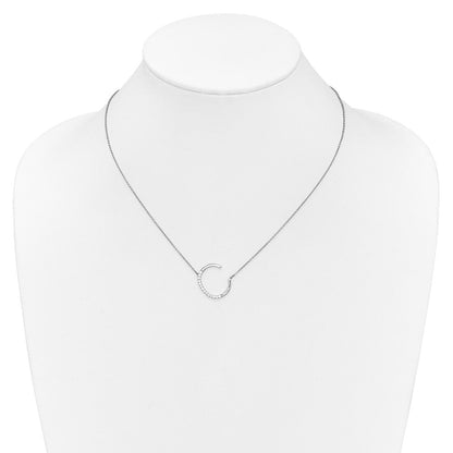 14K Weißgold Seitlich Diamant Initiale C 18 Zoll Halskette