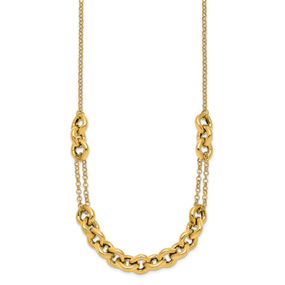 14K Gelbgold Poliert Fantasie Multi Glieder Kette 18 Zoll Halskette