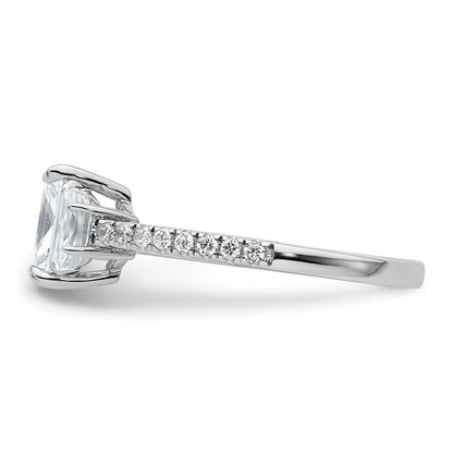 14K Weißgold Verlobungsring mit Halbmond, Drei-Steine-Fassung, 0,75 ct. Labor-Diamanten VS+ F+, 1 ct. Center-Radiant, Semi-Mount