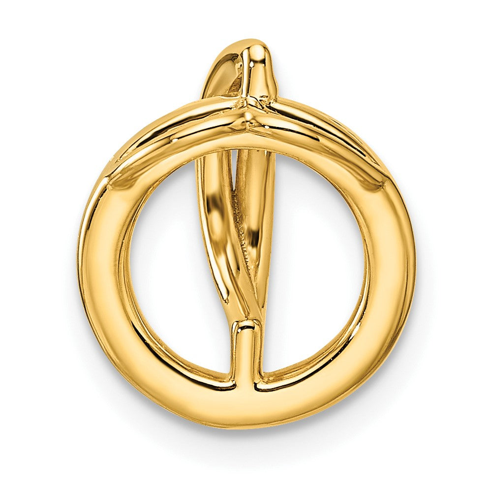 14K Gelbgold Poliert 1/10 Karat Diamant Offen Kreis Kette Anhänger