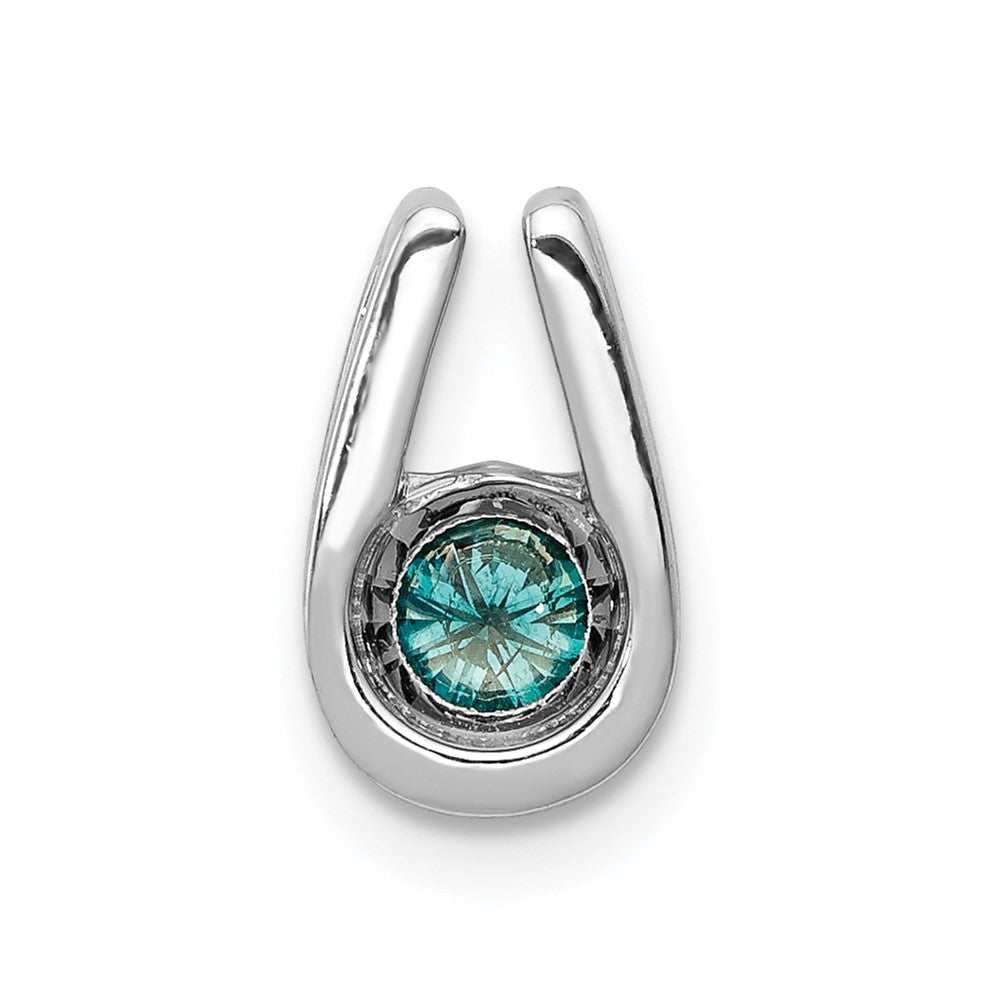 14K Weißgold 1/4 Karat Blau Diamant Kette Anhänger