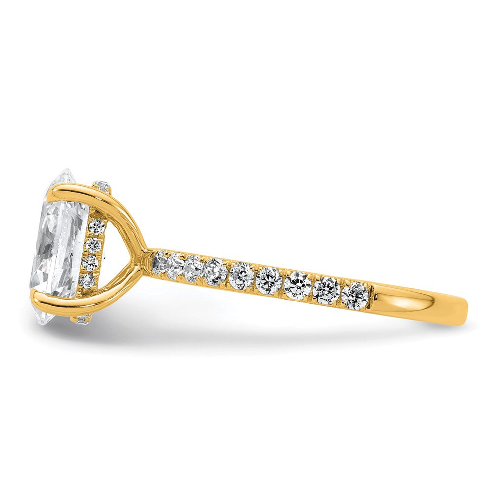 14K Gelbgold Verlobungsring mit 2,625 ct. zertifiziertem, im Labor gezüchtetem Diamant, VS/SI+ G+, Oval, Solitär mit Flair