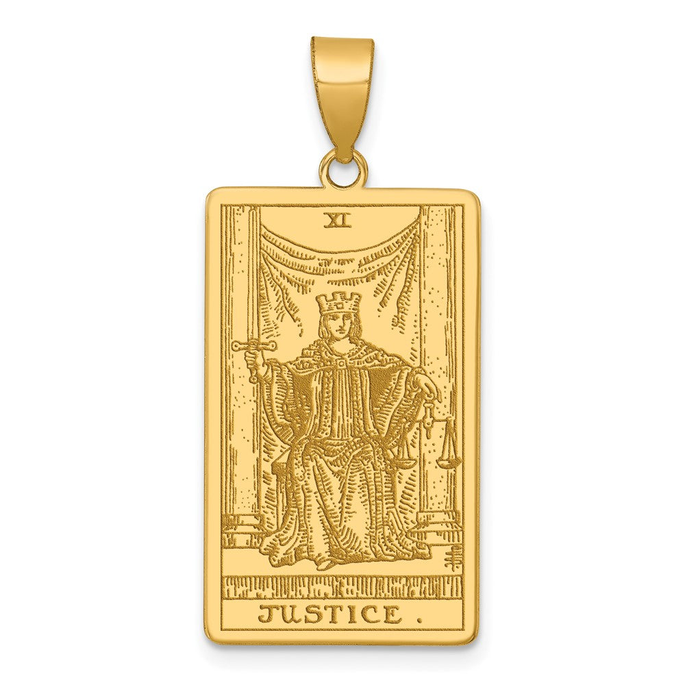 14K Gelbgold Justice Tarot Card Anhänger