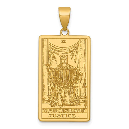 14K Gelbgold Justice Tarot Card Anhänger