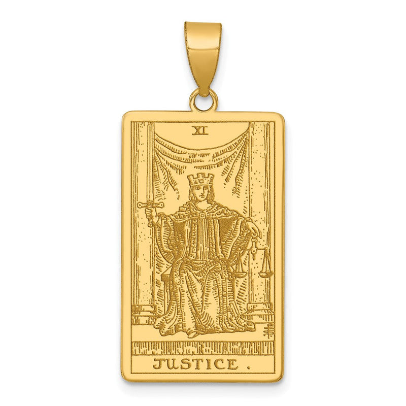 14K Gelbgold Justice Tarot Card Anhänger