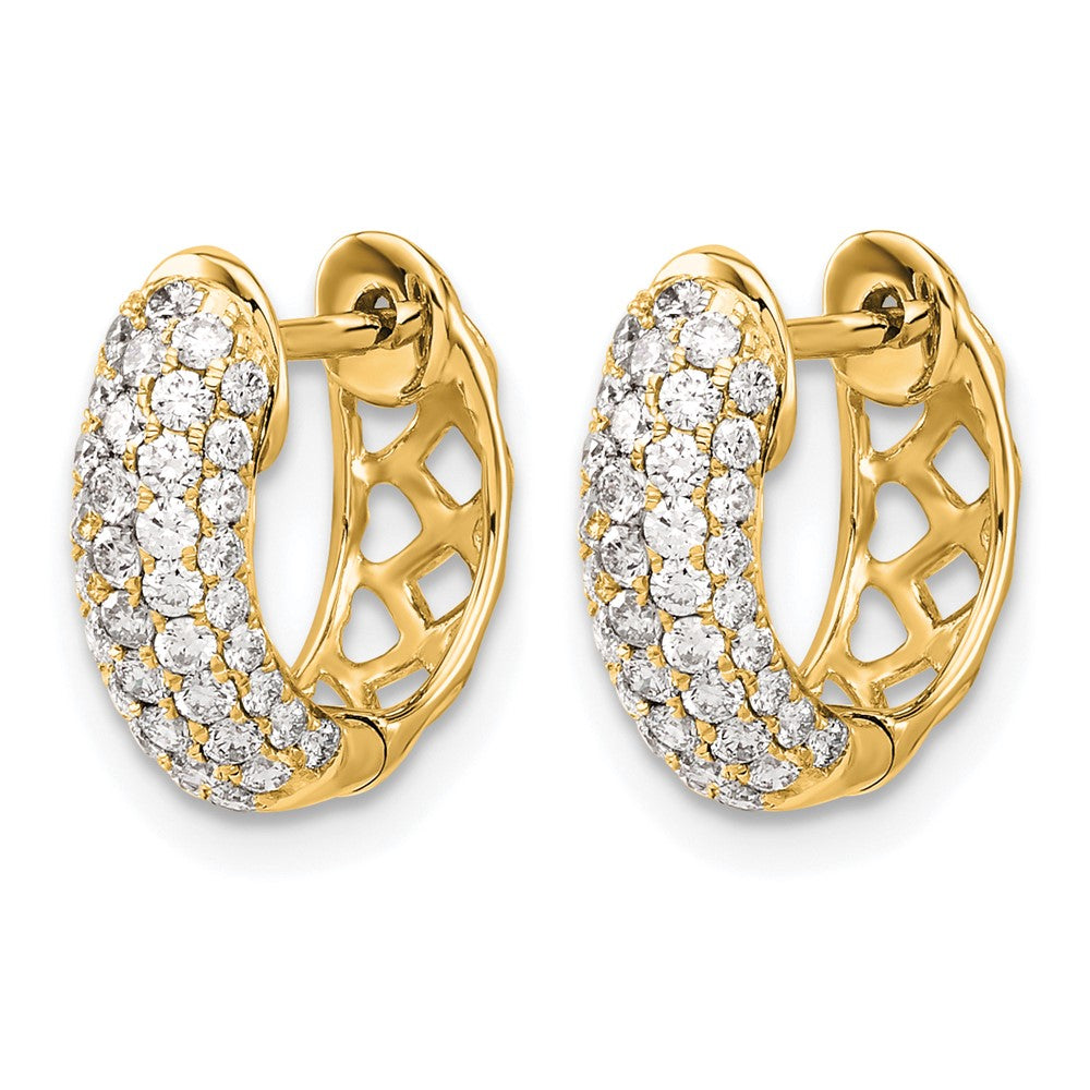14K Gelbgold Creolen mit Klappscharnier und 0,75K Diamant-Pavé