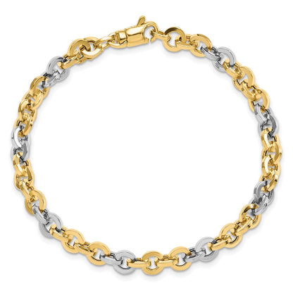 14K Weißgold Bicolor Poliert Glieder Armband