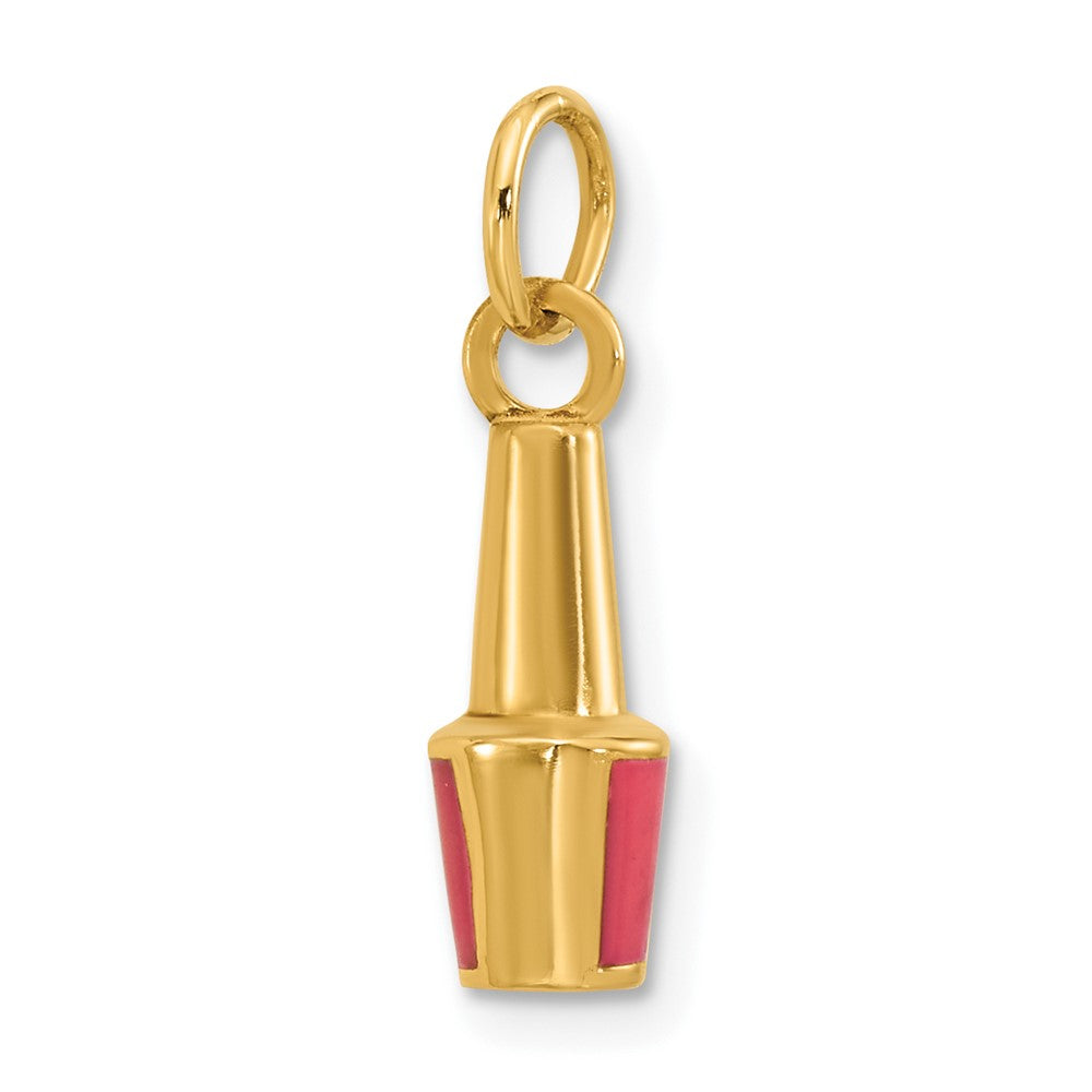 14K Gelbgold Charm Nagellackflasche rosa emailliert