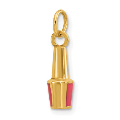 14K Gelbgold Charm Nagellackflasche rosa emailliert