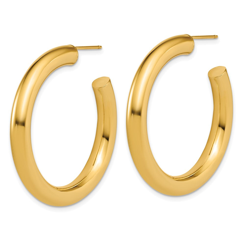 14K Gelbgold Poliert 5.0 X 40mm Röhre C-hoop Ohrstecker