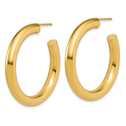 14K Gelbgold Poliert 5.0 X 40mm Röhre C-hoop Ohrstecker