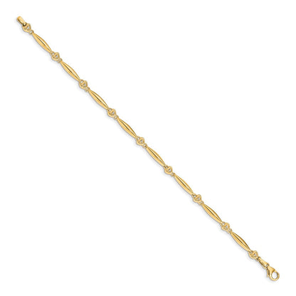 14K Gelbgold Komplett 1/20 Karat Diamant Herz 7 Zoll Armband
