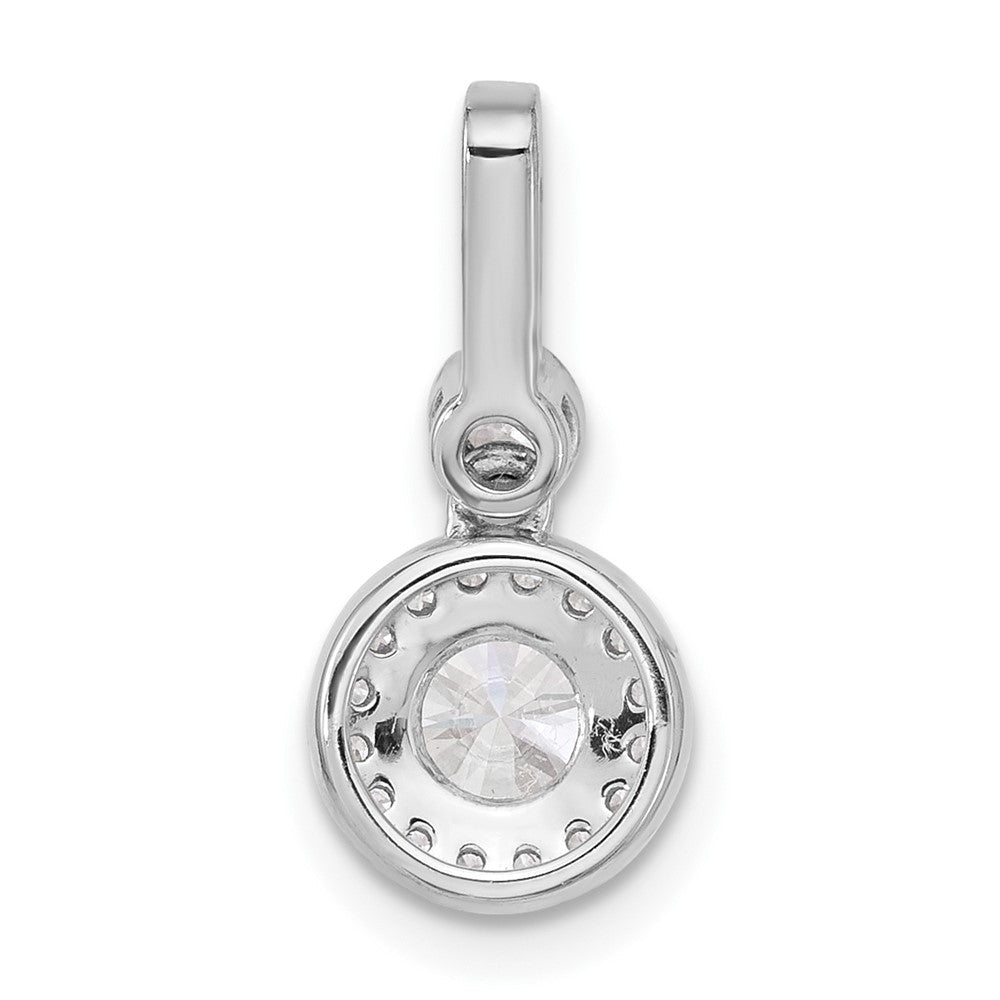 14K Weißgold Anhänger mit 1 Karat im Labor gezüchtetem Diamant VS/SI+ G+, rund, mit komplettem Halo