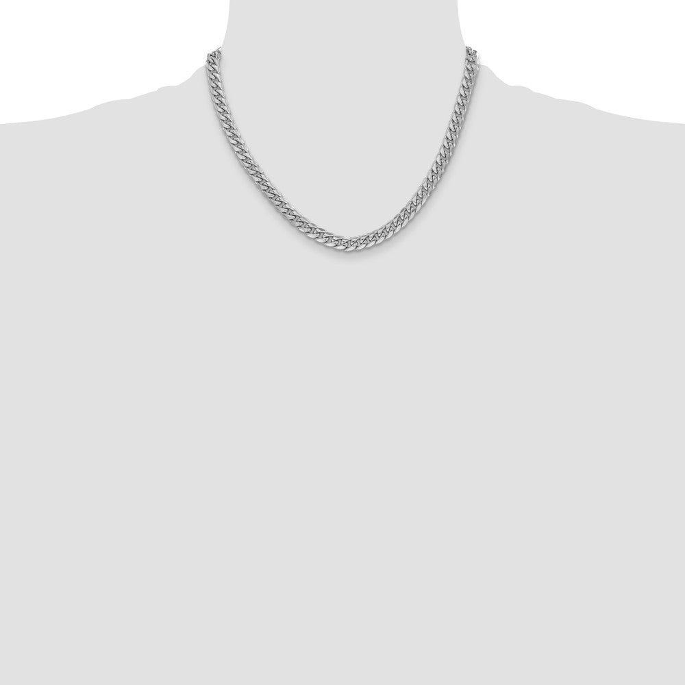 14K Weißgold 6mm Halbmassiv Miami Kubanisch Halskette