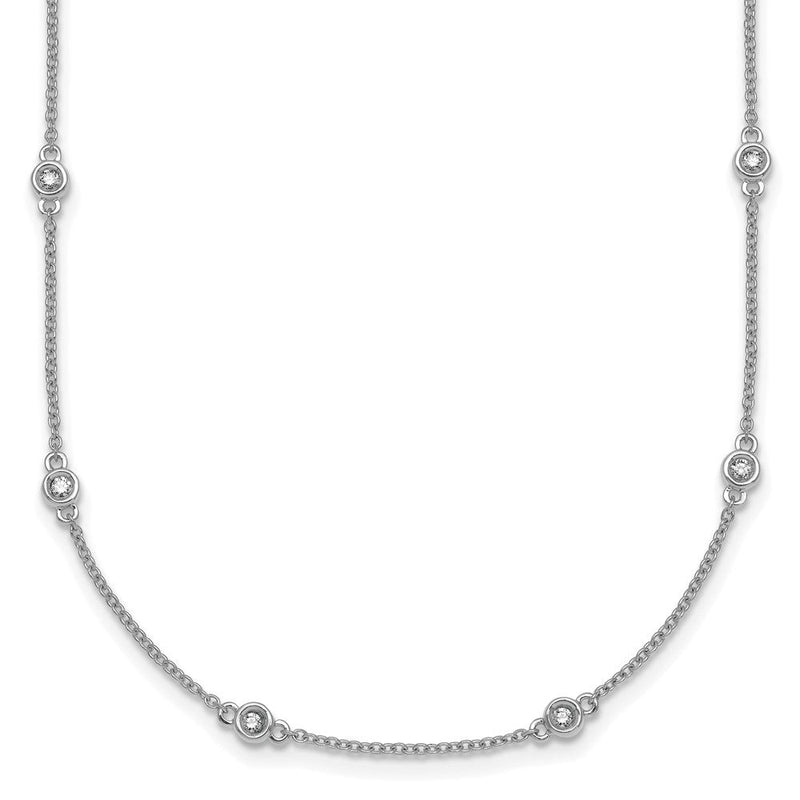 14K Weißgold Komplett 1/3 Karat Zargenfassung-set Diamant und Ankerkette Kette 18-station 18 Zoll Halskette