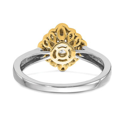 True Origin 14K Bicolorgold 0,25 ct. Labor gezüchteter Diamant VS+ F+ Halbfassung Rund Halo Verlobungsring