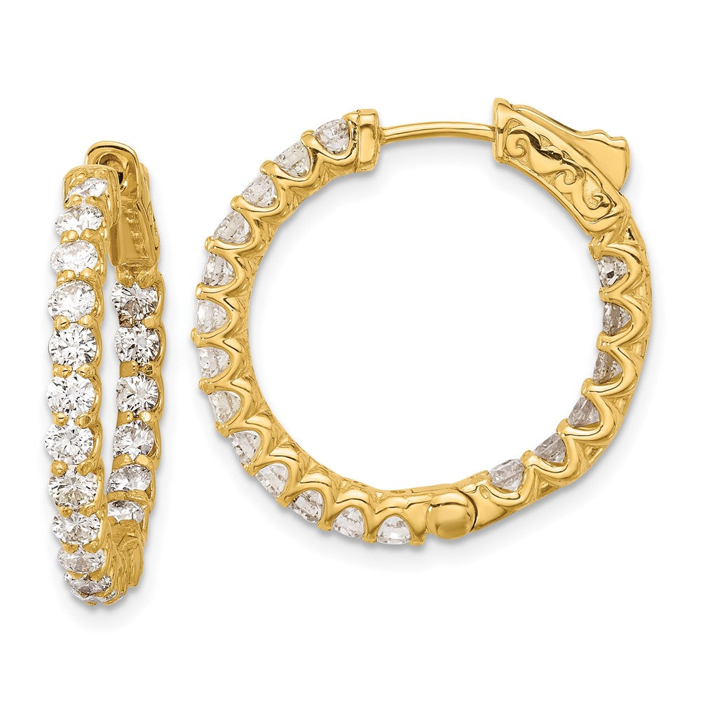 14K Gelbgold 1.55 Karat Diamant In/out Creole mit Sicherheits Verschluss Ohrringe