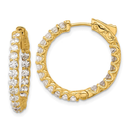 14K Gelbgold 1.55 Karat Diamant In/out Creole mit Sicherheits Verschluss Ohrringe
