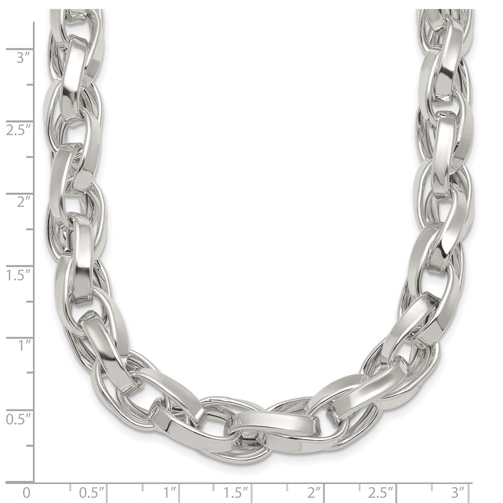 Sterlingsilber Poliert Doppelt Gedreht Glieder 18 Zoll Halskette