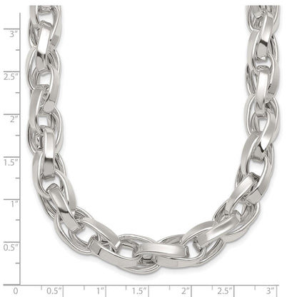 Sterlingsilber Poliert Doppelt Gedreht Glieder 18 Zoll Halskette
