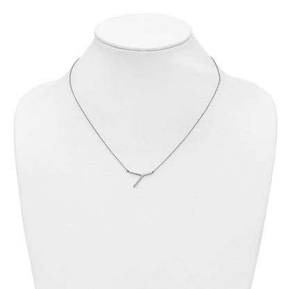 14K Weißgold Seitlich Diamant Initiale Y 18 Zoll Halskette