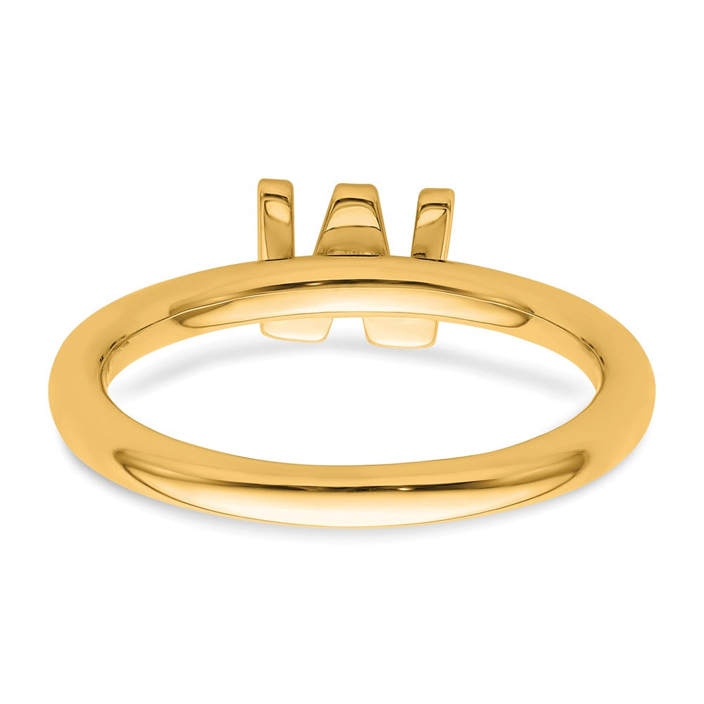 14K Gelbgold Stapelbar Diamant Initiale W Größe 7 Ring