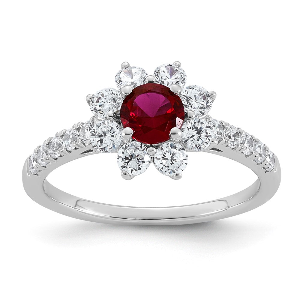 14K Weißgold Vs/si G+ Im Labor Gezüchtet Diamant und Aaa Qualität Echt Rubin Ring