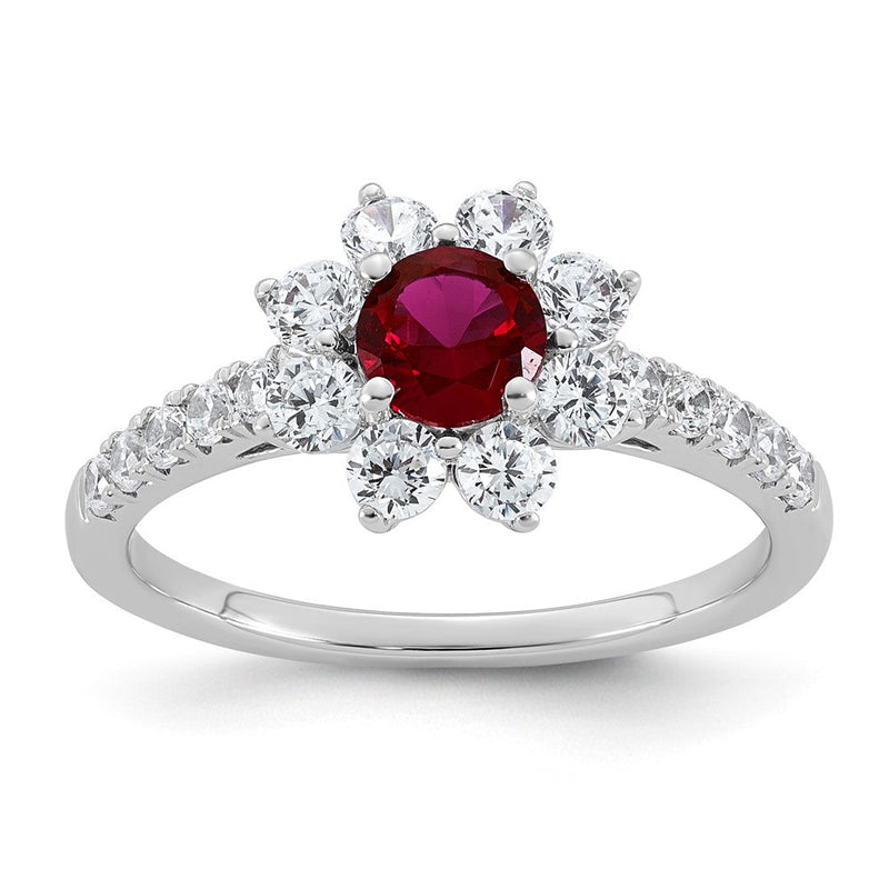 14K Weißgold Vs/si G+ Im Labor Gezüchtet Diamant und Aaa Qualität Echt Rubin Ring