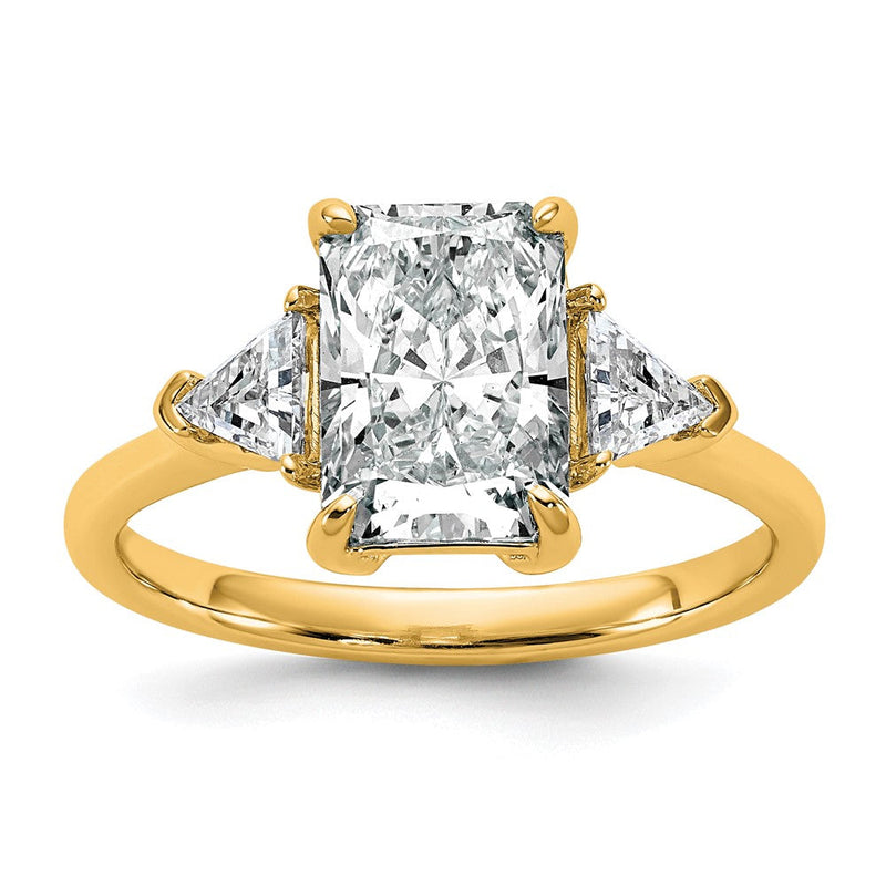 14K Gelbgold 1/2 Karat Im Labor Gezüchtet Diamant Vs/si+ G+ Dreieck 2 Karat Radiant Mittig Halbfassung Dreistein Verlobungsring