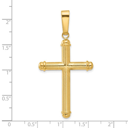 14K Gelbgold Polierter und Texturierter Kreuzanhänger