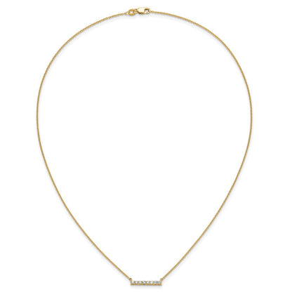 14K Gelbgold Poliert 1/3 Karat Diamant Stab 18 Zoll Halskette