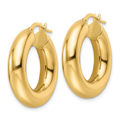 14K Gelbgold 6x26mm Poliert Rund Röhre Creolen