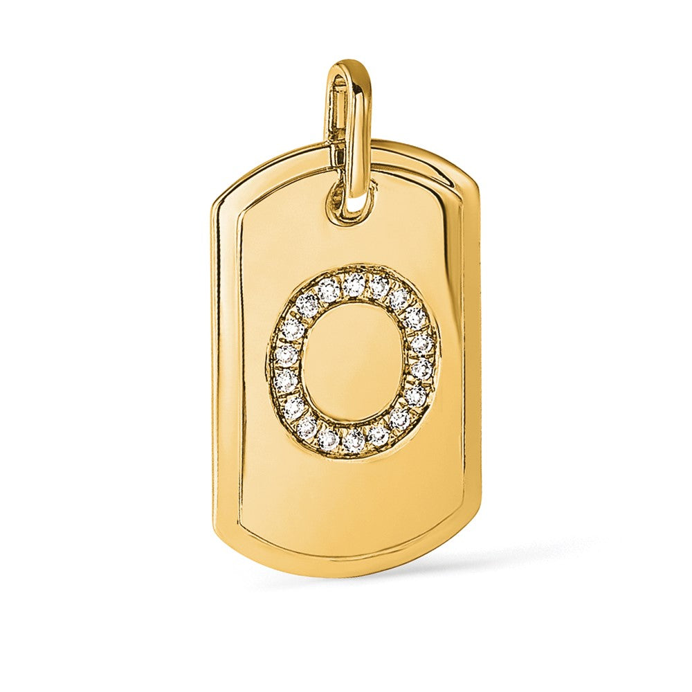14K Gelbgold Diamant Initiale O Erkennungsmarke Charm