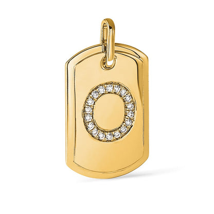 14K Gelbgold Diamant Initiale O Erkennungsmarke Charm