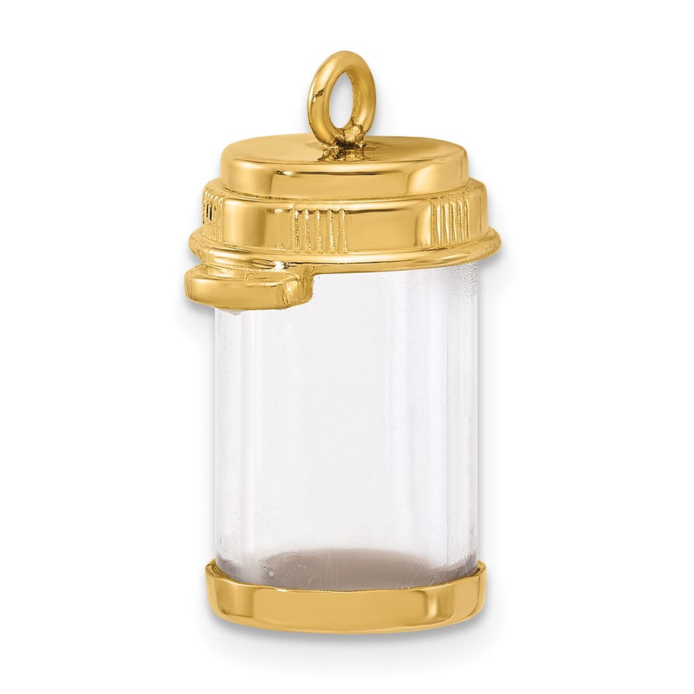 14K Gelbgold Fancy Pillendose-Charm