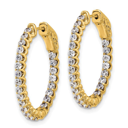14K Gelbgold 1.6 Karat Diamant In/out Oval Creole mit Sicherheits Verschluss Ohrringe