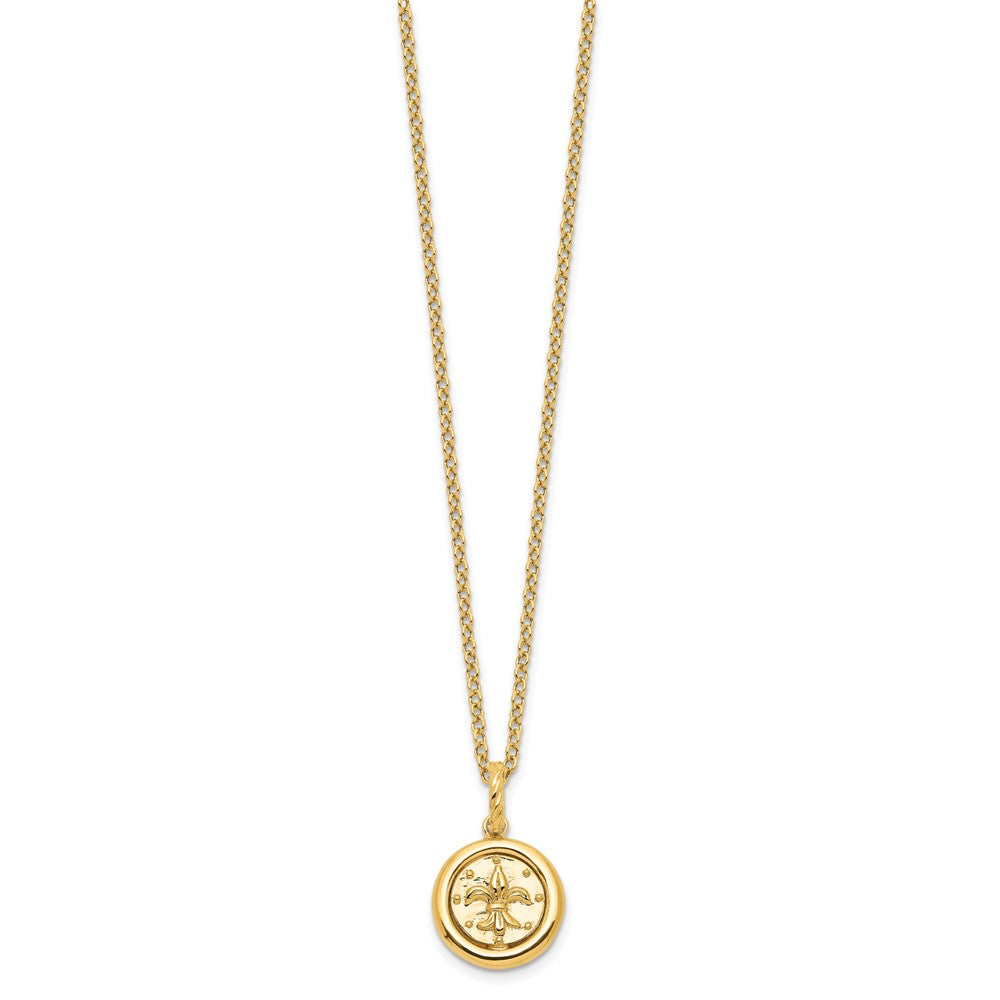 14K Gelbgold Poliert Replica Roman Münze 18 Zoll Halskette