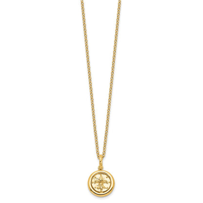 14K Gelbgold Poliert Replica Roman Münze 18 Zoll Halskette
