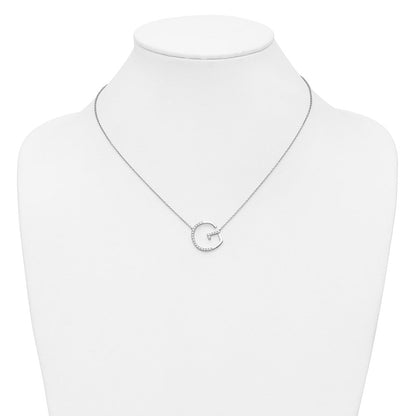 14K Weißgold Seitlich Diamant Initiale G 18 Zoll Halskette