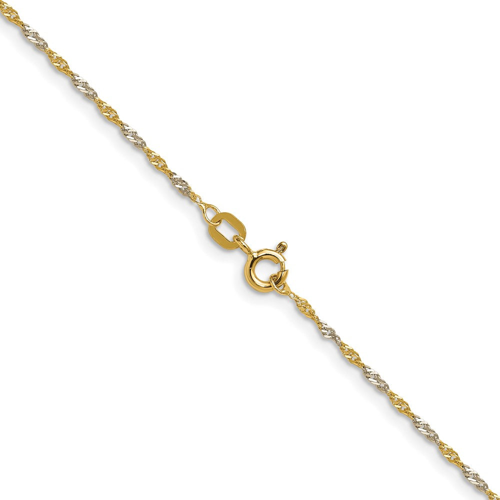 14K Gelbgold mit Rhodium 1.4mm Singapurkette 24 Zoll Kette