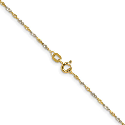 14K Gelbgold mit Rhodium 1.4mm Singapurkette 24 Zoll Kette