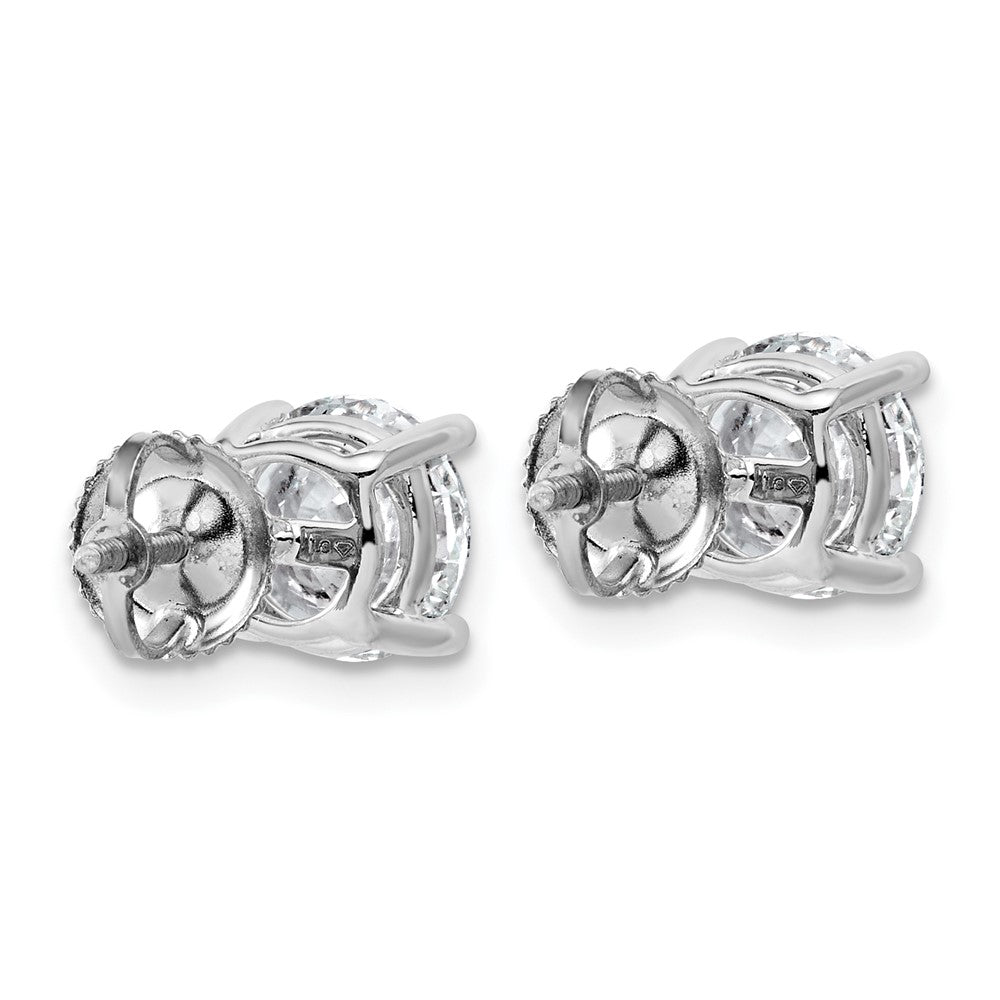 14K Weißgold Ohrstecker mit 4 ct. im Labor gezüchteten Diamanten, rund, VS/SI+ G+, komplett gefasst, Vierkrappenfassung, leicht, mit Schraubverschluss